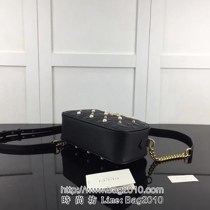 GUCCI古馳頂級原單 新款專櫃品質 實物實拍 447632珍珠克色鏈條單肩斜跨包 HY1194